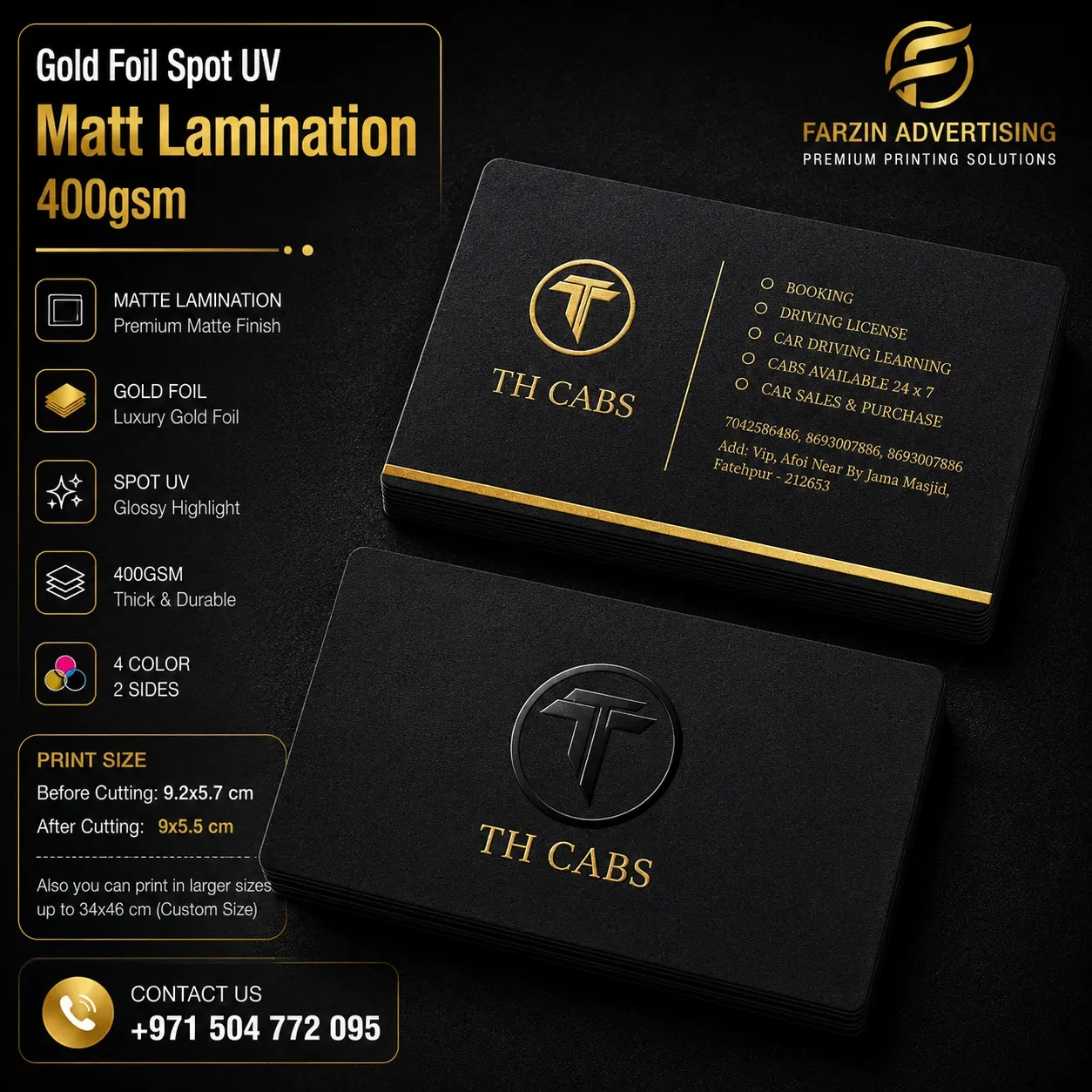 Gold Foil Spot UV Matt Lamination 400gsm